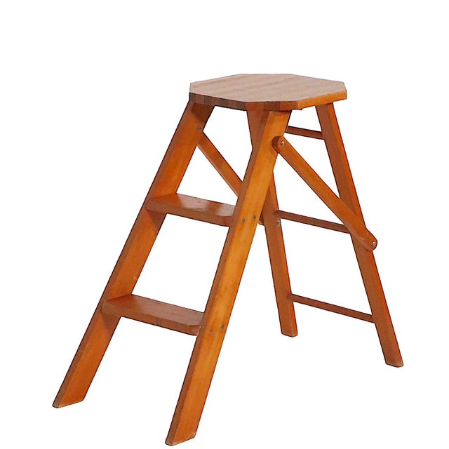 Constructivist Style Step Ladder Table With Breadboard Top C 1970's