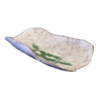 1990s Studio Made Ceramic Catch All Tray Abstract Green Glaze Signed For Sale