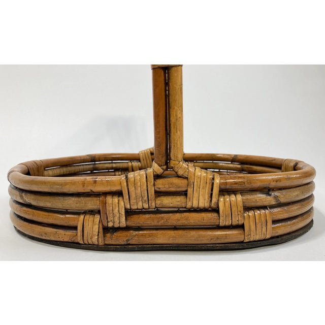 Wood Vintage Rattan and Split Reed Handled Basket For Sale - Image 7 of 8