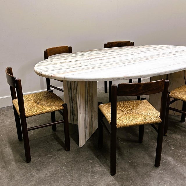 Stone Large Italian Sculptural Stone Oval Arabescato Rosso Marble Dining Table, 1970s For Sale - Image 7 of 16