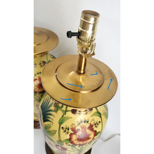 Lamp Pair Yellow Flowers Floral For Sale - Image 12 of 12