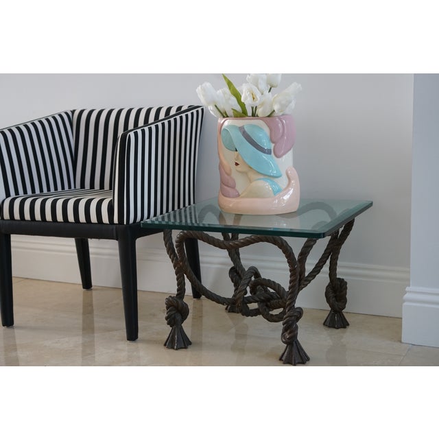 Glass Vintage Rope Side Table For Sale - Image 7 of 8