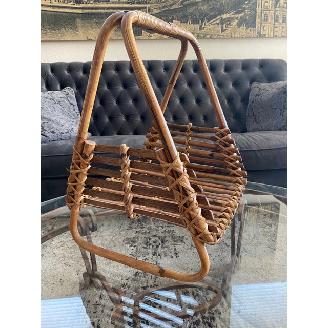 Vintage French Bamboo Magazine Holder For Sale - Image 9 of 10