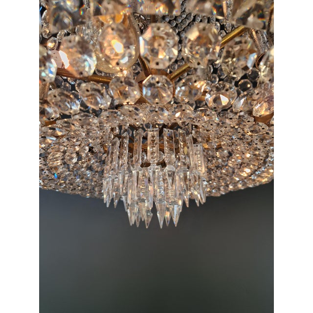 Antique Baroque Chandelier Crystal Empire Brass Bohemian Lustre Ceiling For Sale - Image 10 of 17