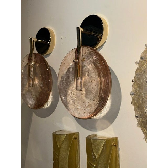 Modern Pink Murano Glass "Lollipop" Sconces - a Pair For Sale - Image 3 of 6