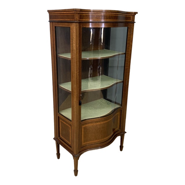 Serpentine Inlaid Mahogany Display Cabinet, 1900s For Sale
