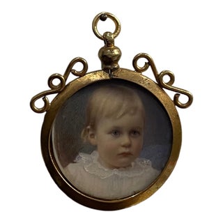 1901 Portrait Miniature of a Child by Bassano For Sale
