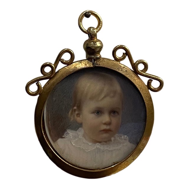 1901 Portrait Miniature of a Child by Bassano For Sale