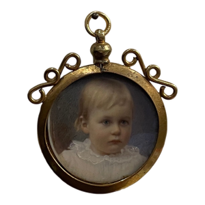 1901 Portrait Miniature of a Child by Bassano