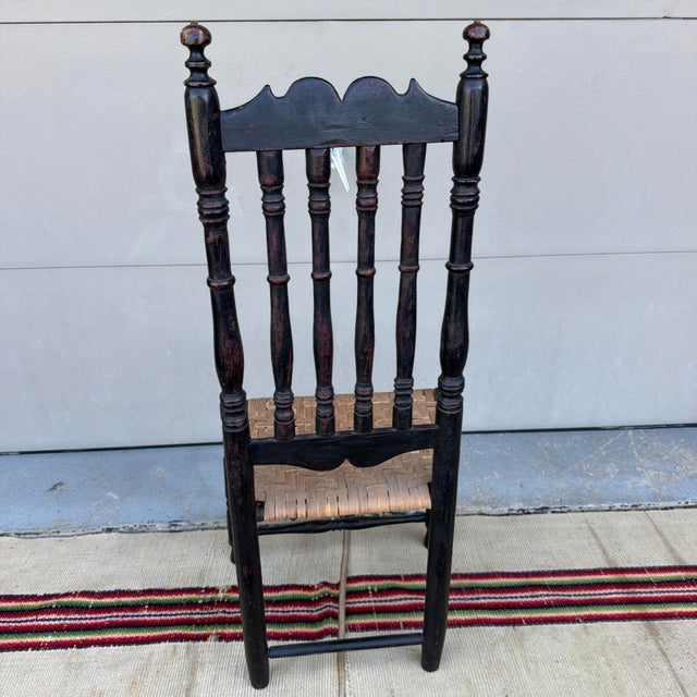 Antique Black-Painted New England Banister-Back Side Chair, Circa 1750s For Sale - Image 14 of 18