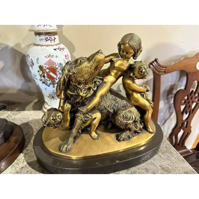 Metal Edouard Drouot, Sculptural Group, Gilded Bronze For Sale - Image 7 of 9