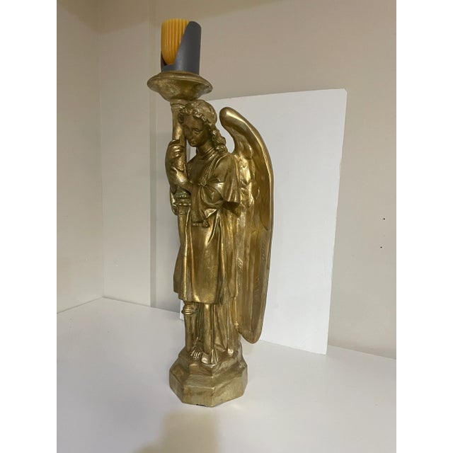 Large Gilt Angel Candleholder - 31" For Sale In Philadelphia - Image 6 of 9