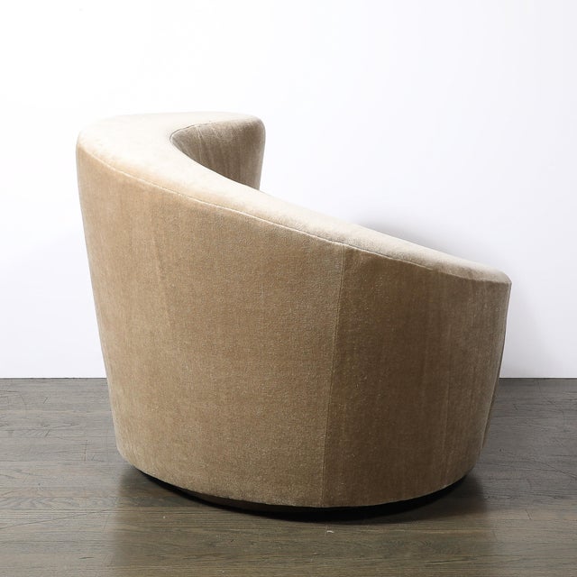 Pair of Swiveling "Nautilus" Chairs by Vladimir Kagan in Luxe Camel Mohair For Sale - Image 9 of 11