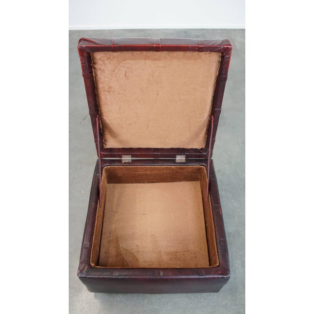 Chesterfield Ottoman with Storage in Cow Leather For Sale - Image 7 of 12