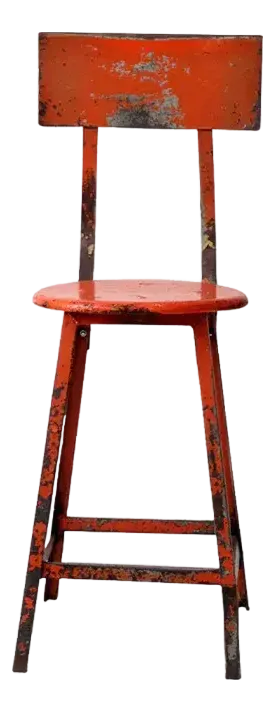 Vintage Orange Industrial Stool
