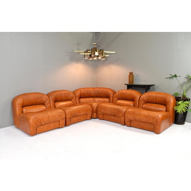 Rossi di Albizzate Modular Sectional Sofa in original Cognac Leather, Italy, 1970s It can be used as a sofa or separate...