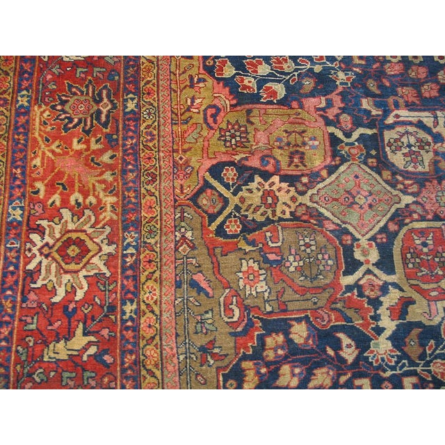1930s Blue Navy Floral Design Antique Persian Sultanabad Rug 8'10" X 11'8" Handknotted Wool Carpet For Sale - Image 4 of 4