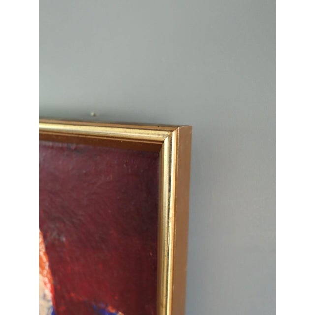 Textile Mid-Century Modern 'Reclining Figure in Red' Abstract Figurative Oil Painting by Swedish Artist Hans Osswald (1919-1983), Framed For Sale - Image 7 of 13