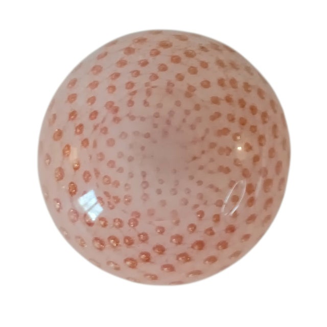 Glass Paperweight Pink W/ Gold Flecks Contolled Bubbles Tealight Holder or Vase For Sale - Image 4 of 16