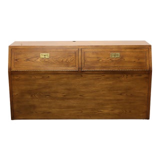 Henredon Scene One Campaign Style Queen Storage Headboard For Sale
