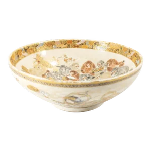 19th Century Japanese Satsuma Bowl With Monkey Decoration
