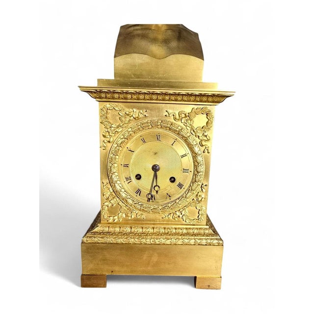 French Empire Gilded Bronze Mantel Clock, 1800s For Sale - Image 10 of 15
