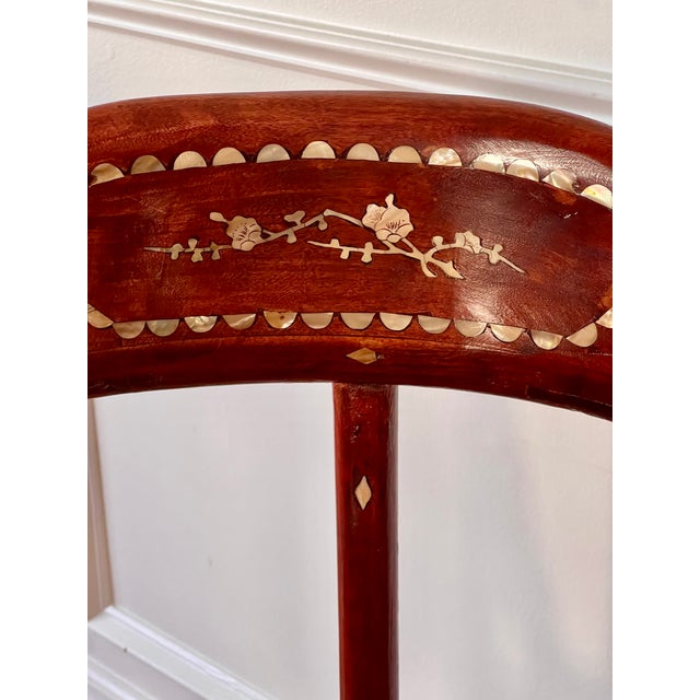 Pair of Chinese Rosewood Corner Chairs With Mother-of-Pearl Inlay, C. 1940 For Sale - Image 15 of 18