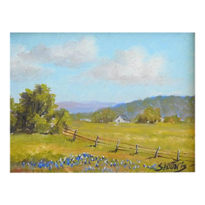 Small Late 20th Century Texas Bluebonnet Landscape Painting