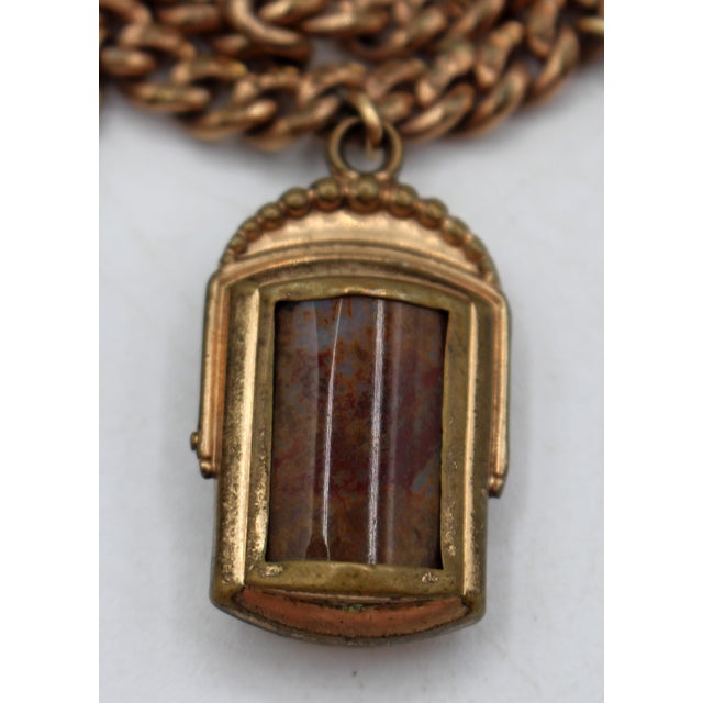 Art Deco Circa 1920s Gold Watch Fob Charm Bracelet For Sale - Image 3 of 11