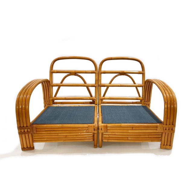 Restored, Vintage Two-Seater Rattan Settee, 1950s For Sale - Image 9 of 9