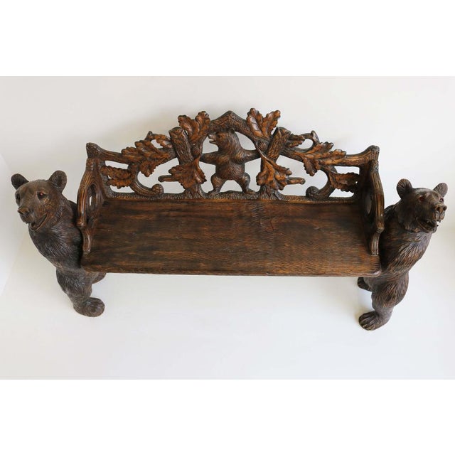 Antique Black Forest Hall Bench, 1890s For Sale - Image 6 of 15