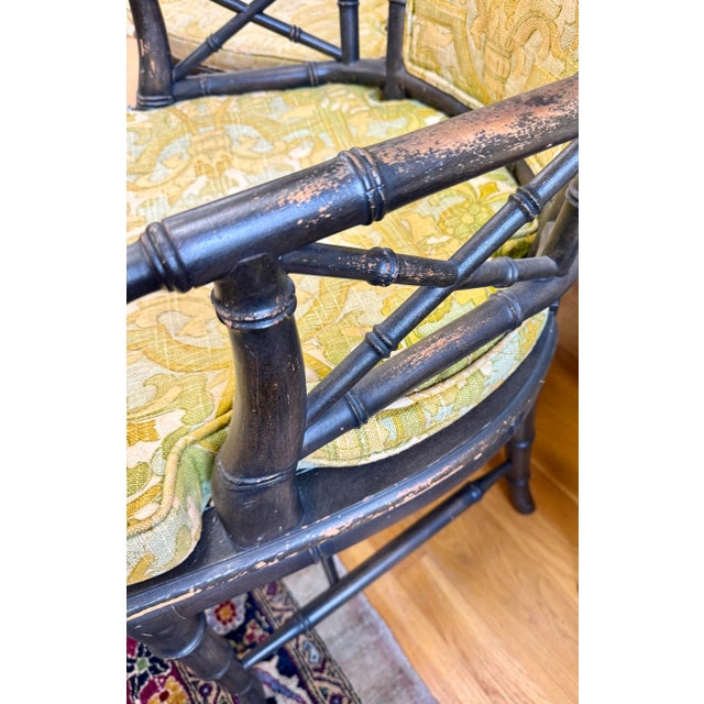 Mid 20th Century Set of Four Vintage Faux Bamboo Armchairs Dining Chairs With Cane Seats For Sale - Image 5 of 11