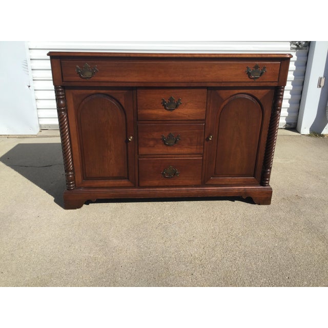 Vintage Cherry Sideboard Buffet With Scroll Woodwork Design Chairish