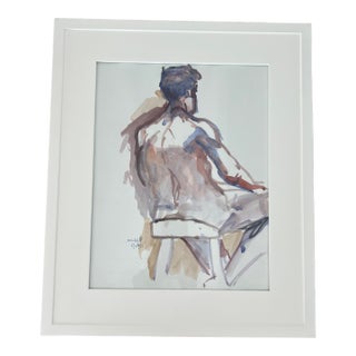 Vintage 1995 Signed Watercolor Nude Male Study For Sale