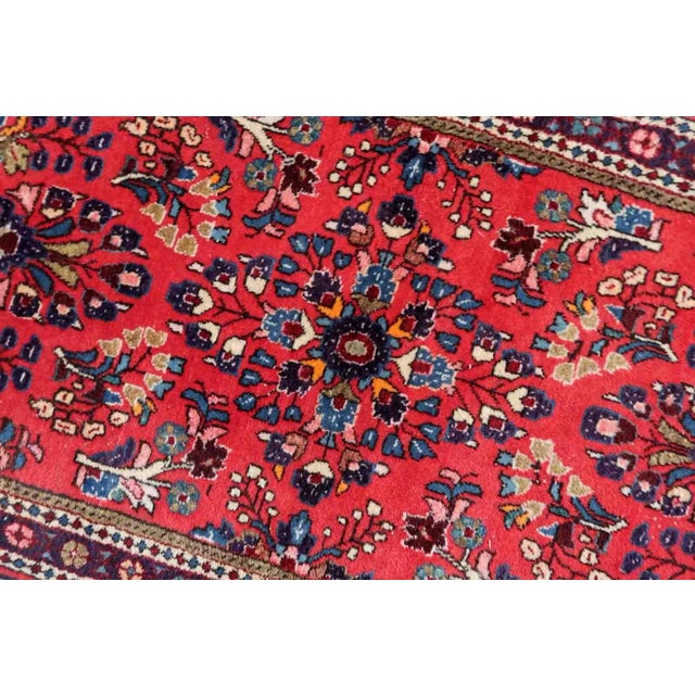 1970s Handmade Vintage Persian Sarouk Rug 2.1' X 4.2' For Sale - Image 9 of 11