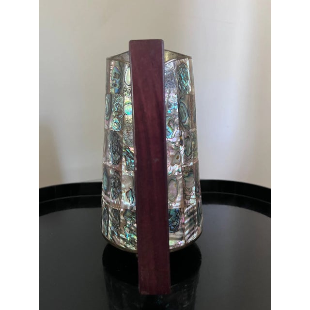 Vintage Brass and Abalone Pitcher & Glasses Set From Mexico- 7 Pieces For Sale - Image 9 of 14