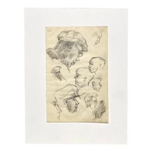 A Striking, 1930s Composite Sketch, Figure Study (Faces and Profiles) by Noted Chicago Modern Artist, Harold Haydon
