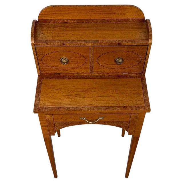 2000 - 2009 Antique English Satinwood Cabinet with Ebony Inlay For Sale - Image 5 of 14