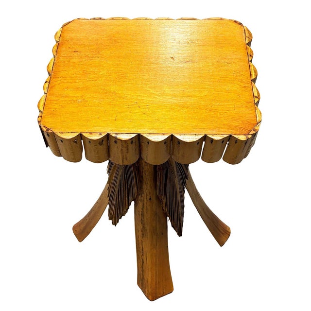 1950s Restored MCM Hawaiian Split Bamboo Side Drinks Table W/ Koa Wood Top For Sale - Image 4 of 9