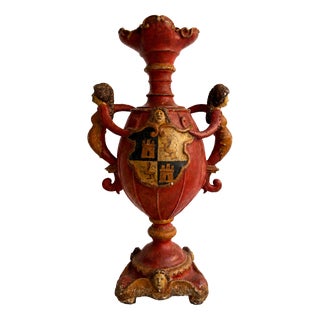 17th Century Baroque Candleholder in Lacquered Wood and Plaster, Spain, 1600 For Sale