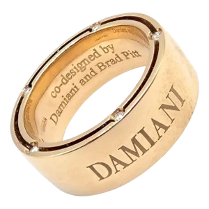 Damiani Brad Pitt 18k Yellow Gold 10 Diamond Wide Band Ring Sz 5.5