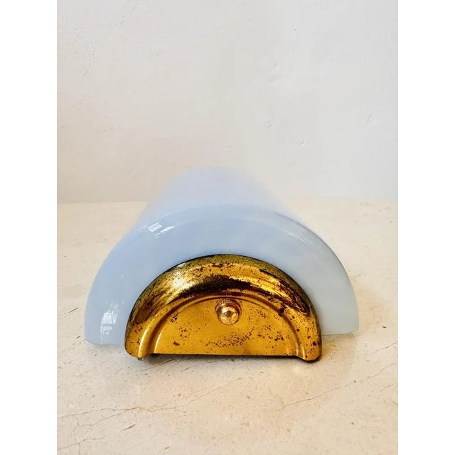 Blue Murano Glass Wall Lamps with Brass Structure, 1950s, Set of 2 For Sale - Image 6 of 10