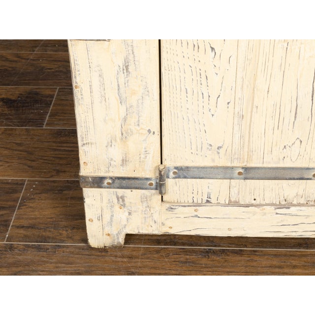 Painted Pine Buffet with Zinc Top and Metal Accents by John Brigham For Sale - Image 4 of 12