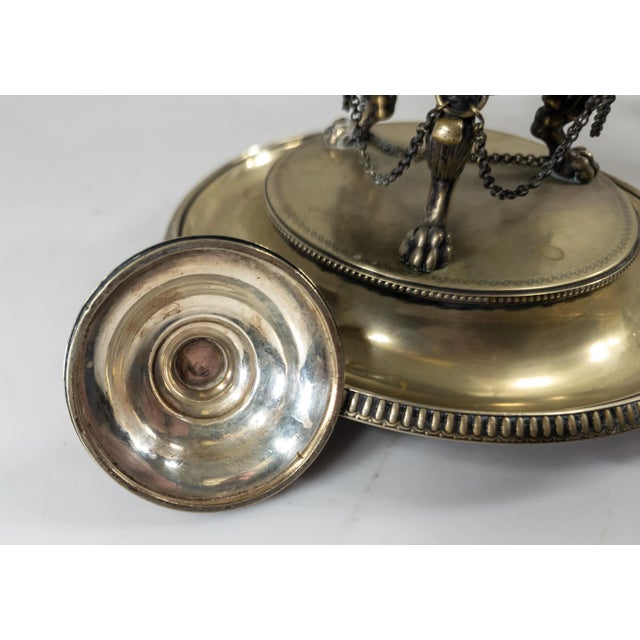 19th Century English Sheffield Silverplate Inkwell With Eagle Finial and Griffin Legs For Sale - Image 9 of 15