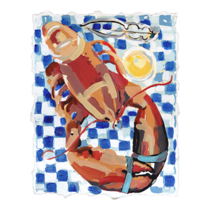 Maine Lobster - Seafood Still Life Color Drenching Mixed Media Painting on Paper Original Artwork by Kellie Newsome