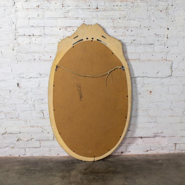 Late 20th Century Coastal or Hollywood Regency Style Oval Wall Mirror Faux Bamboo Resin Ceruse Finish For Sale - Image 18 of 18