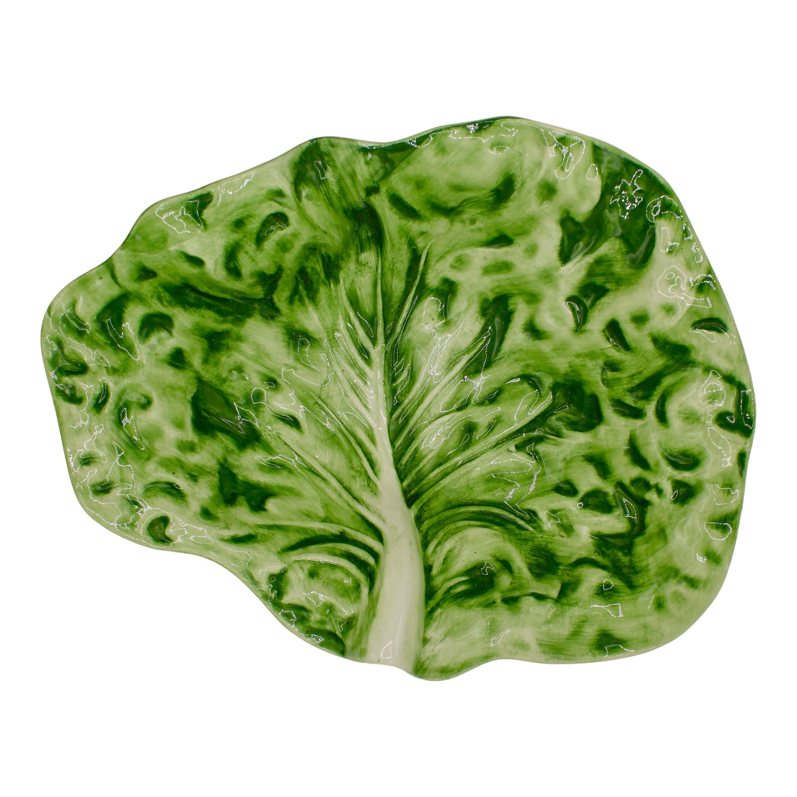 Large Ceramic Green Cabbage Leaf Serving Bowl Chairish