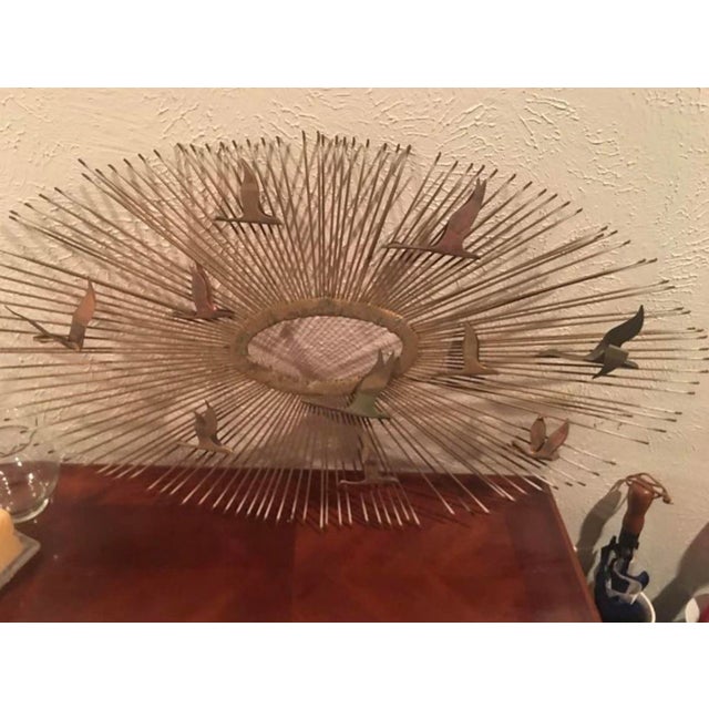 Mid-Century Modern Curtis Jere William Friedle Birds in Flight Sunburst Brass Wall Sculpture For Sale - Image 3 of 4