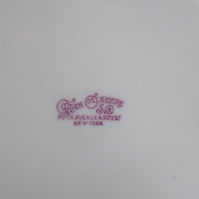 1900 - 1909 1900s Set of 12 English Cauldon for Gilman Collamore & Co. Scallop Edged Porcelian Plates For Sale - Image 5 of 6