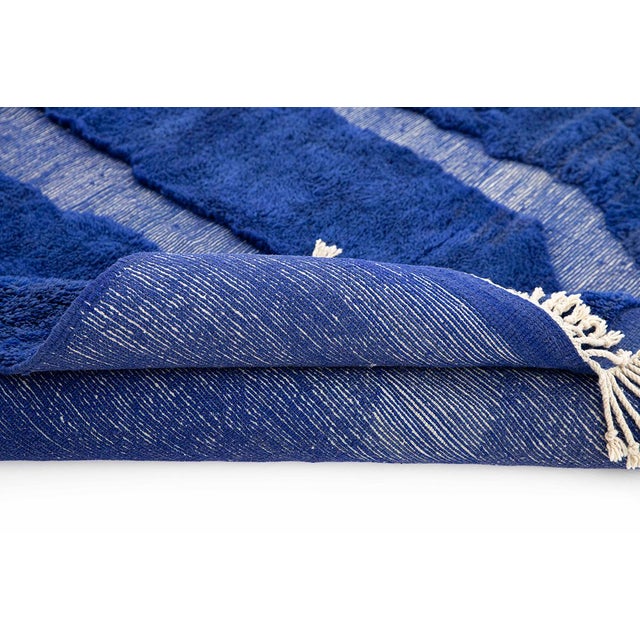 Blue Luxurious Hand-Knotted Wool Rug by Azele Studio For Sale - Image 8 of 9